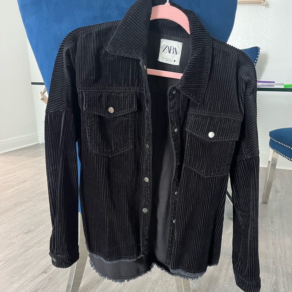 Zara Women's Black Corduroy Jean Jacket